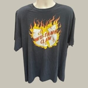 Wu-Tang Clan Flame Logo Graphic T-Shirt Mens‎ 2XL Black Short Sleeve Hip Hop Tee